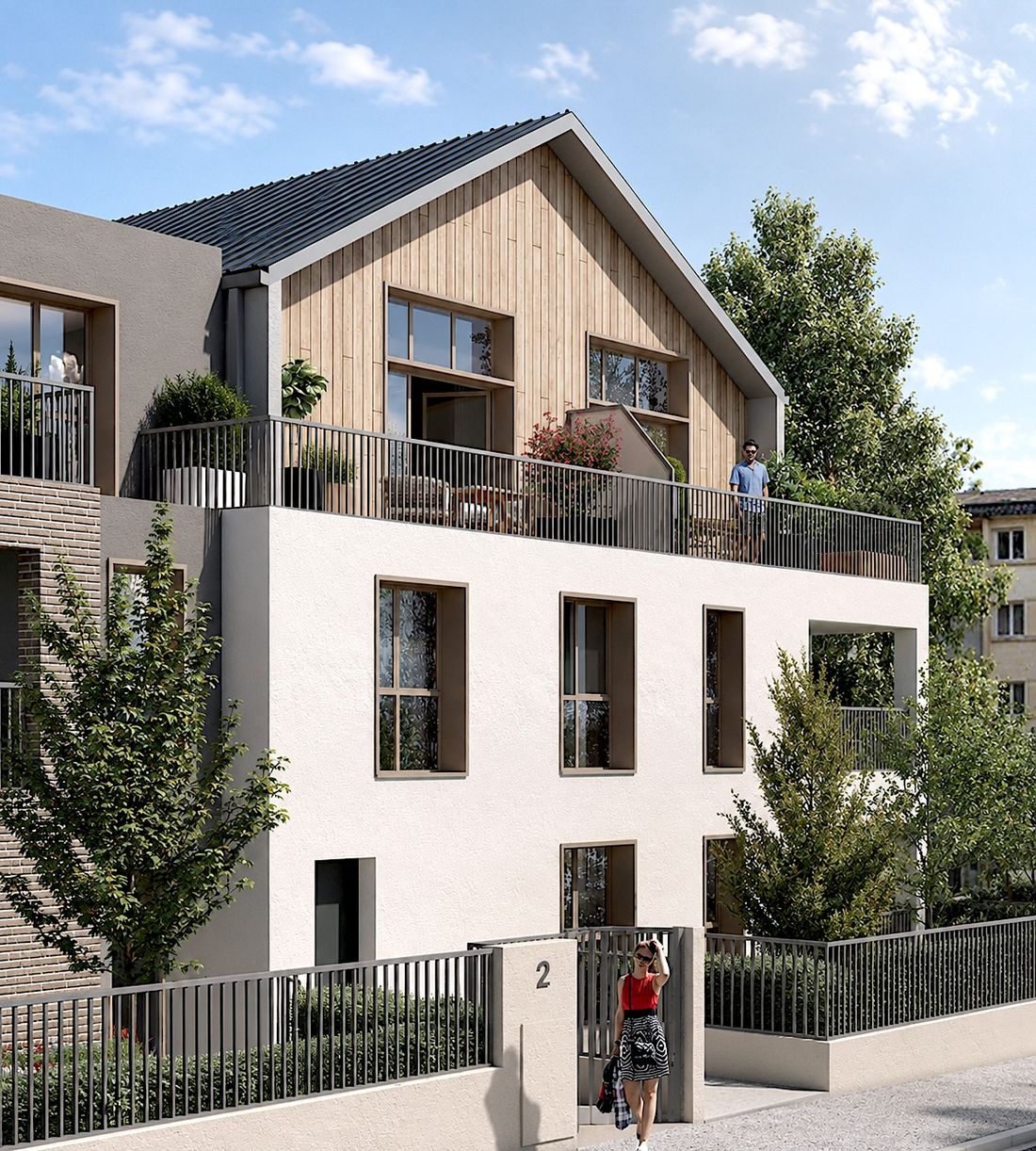 Prédali - détail attique bois et toiture zinc